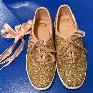 Keds for Kate Spade Glitter Sneakers Women’s Size 5 Gold NWOT